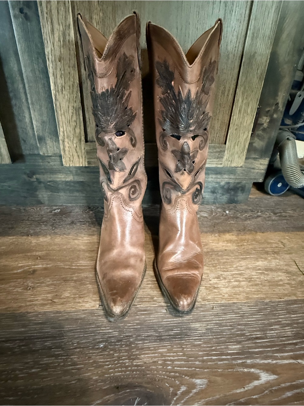 Carlos by Carlos Santana Brown Leather Western Embroidered Boots